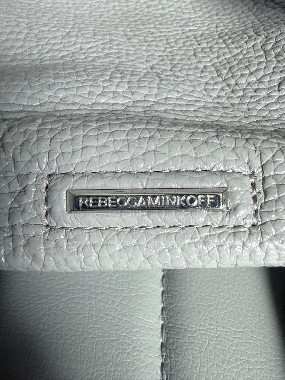 Rebecca Minkoff Gray Pebbled Genuine Leather Drawstring Backpack Purse - Picture 8 of 9